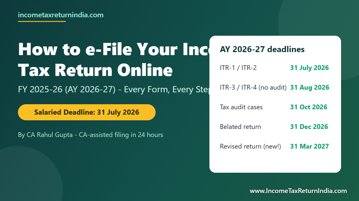 How to e-file income tax return online FY 2025-26 AY 2026-27 with all deadlines